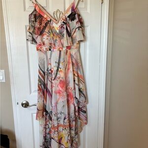 Orange Asymmetrical Ruffled Maxi Sundress